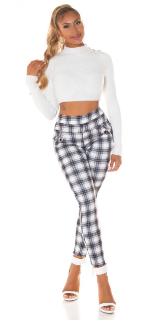 Highwaist Treggings with checked pattern Black